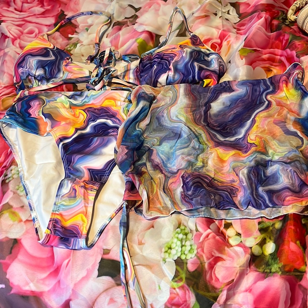 Plus size Colorful 3 piece Bikini